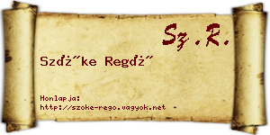 Szőke Regő névjegykártya